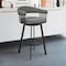 Armen Living Bronson 29" Bar Height Swivel Bar Stool in Black Finish and Gray Faux Leather 721535761890 - alternate 4